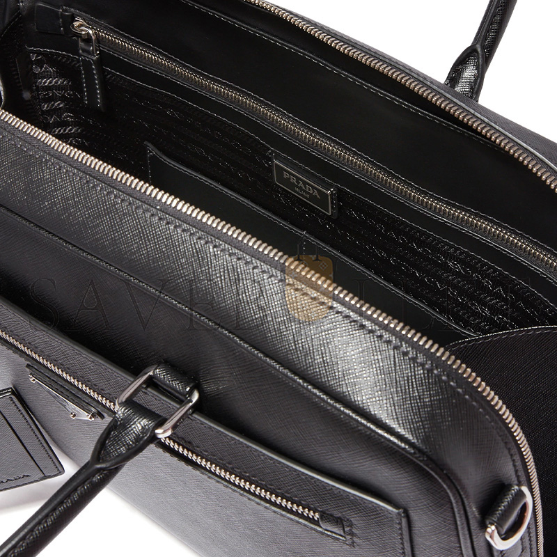 Pra*a triangle logo saffiano leather briefcase 2ve016 (38*28*7cm)